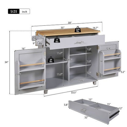 Luxurious Rolling Kitchen Island with Ample Storage | Viva Vanity