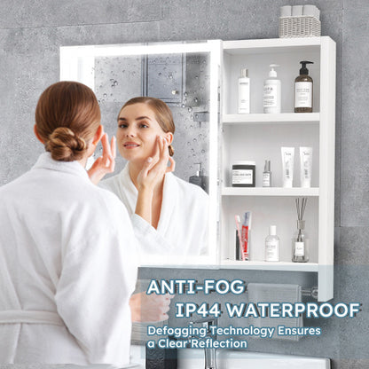 Modern 32"x28" Bathroom Cabinet with Mirror & LED Lights – Stylish Storage & Illumination