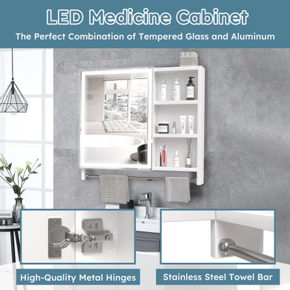 Modern 32"x28" Bathroom Cabinet with Mirror & LED Lights – Stylish Storage & Illumination