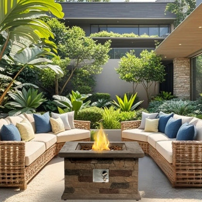 28" Outdoor Propane Fire Pit Table – Elegant & Smokeless Fire for Your Patio