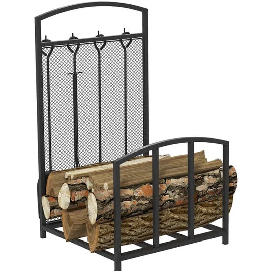 Viva Emberfire Firewood Rack with Fireplace Tools