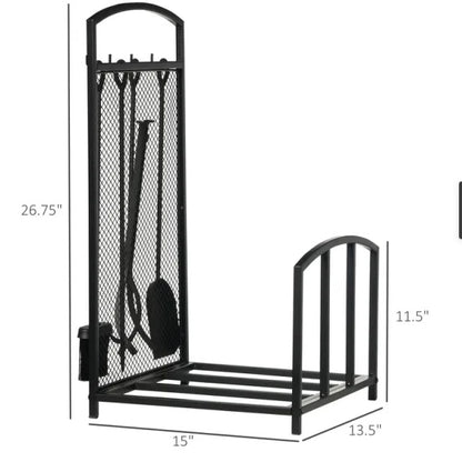 Viva Emberfire Firewood Rack with Fireplace Tools