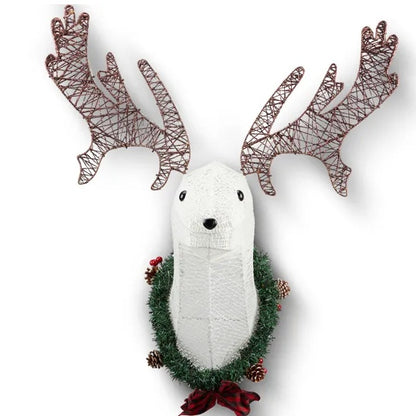 39'' Pre-Lit 3D Reindeer Head Hanging Wreath – The Ultimate Lighted Christmas Wall Decor for Indoor & Outdoor Holiday Display