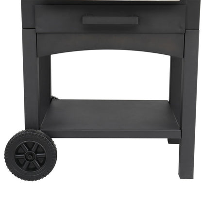 Freestanding Carbon Grill with Chimney, Wheels, Pizza Stone, and Pizza Shovel – Ultimate Outdoor Cooking Experience