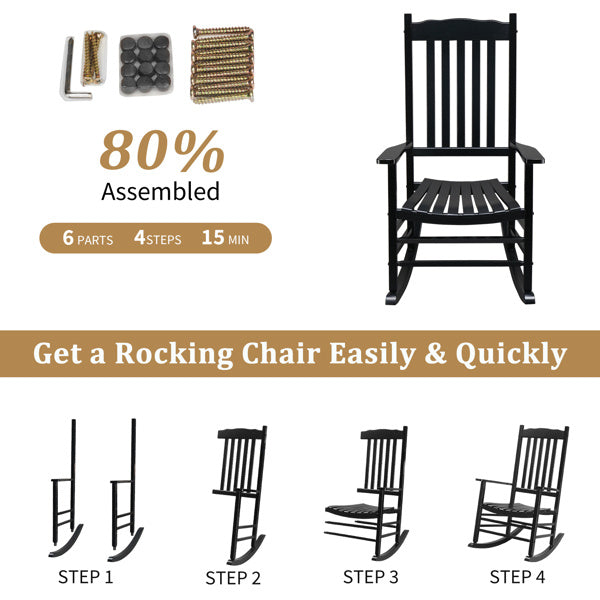 Viva Ondulé Collection: Viva Ondulé Black Poplar Rocking Chair with Armrests