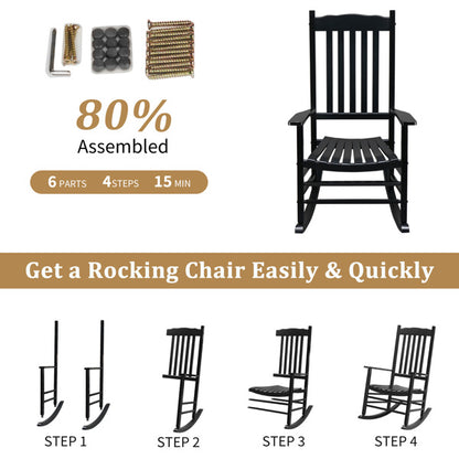 Viva Ondulé Collection: Viva Ondulé Black Poplar Rocking Chair with Armrests