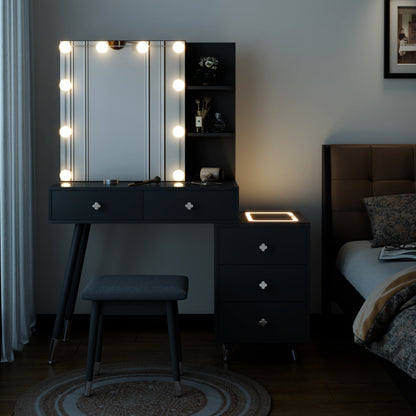 Viva Elite Luxe Dressing Table Set with LED Mirror - The Future of Opulent Organization