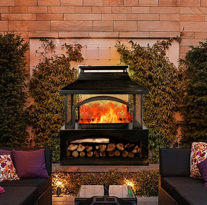 outdoor fireplace with a warm gathering point