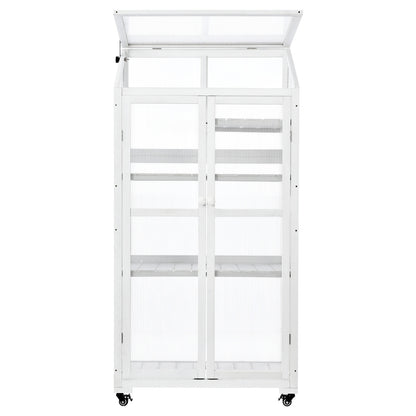 TOPMAX 62-inch Wooden Greenhouse with Wheels & Adjustable Shelf – Smart Gardening, Stylish Living