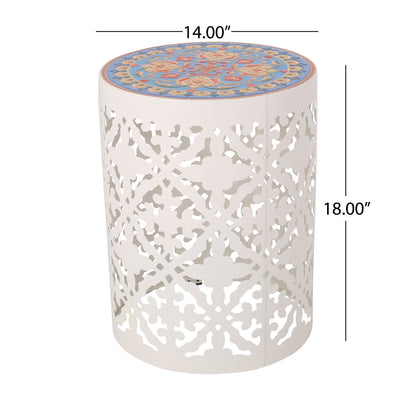 Viva Castana Collection: Viva Castana Bianco Mosaic Side Table