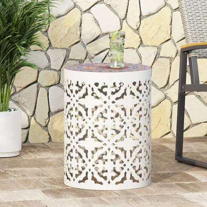 Viva Castana Collection: Viva Castana Bianco Mosaic Side Table