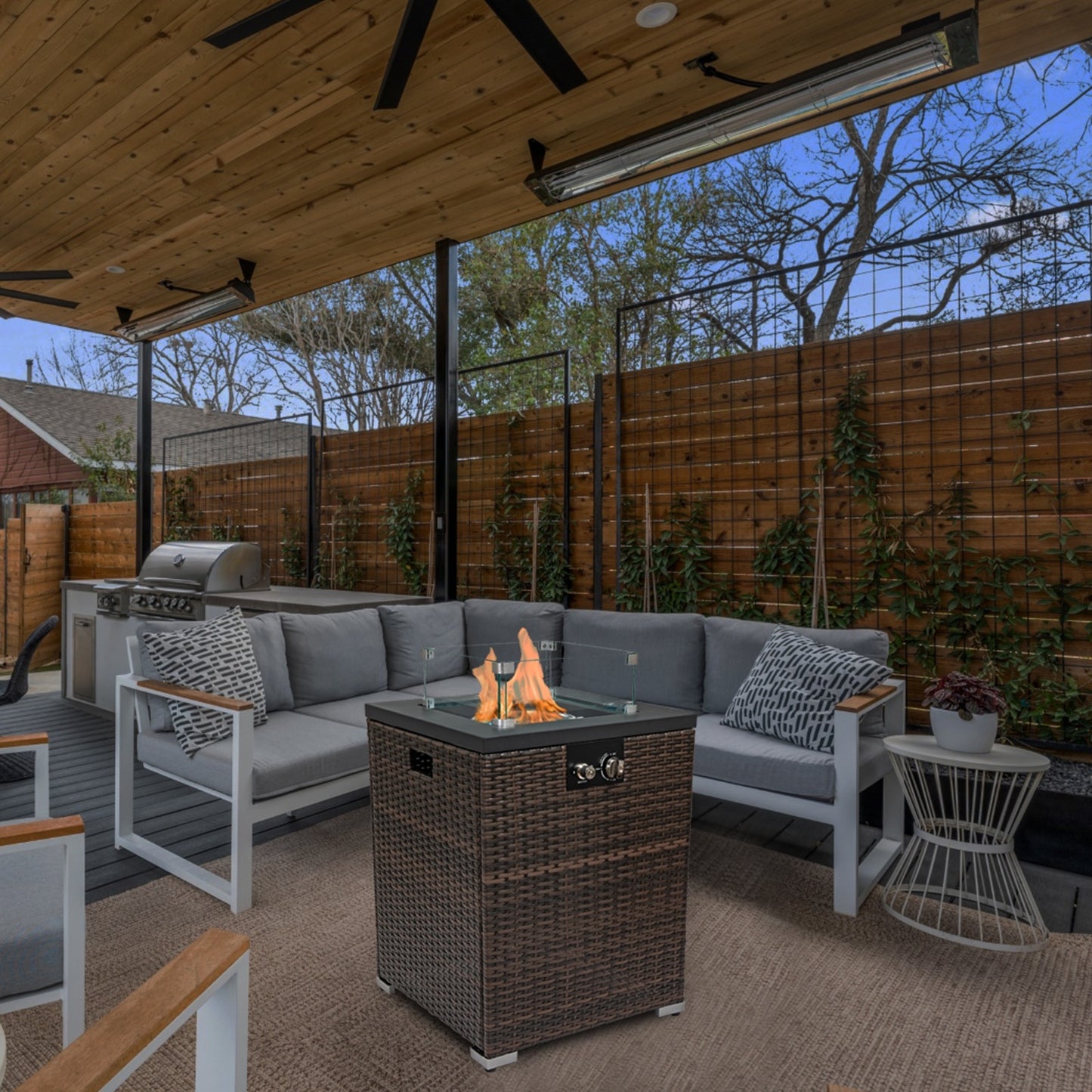 Viva Aria Wicker Fire Pit Column
