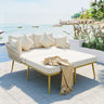 TOPMAX Outdoor Patio Daybed, Nylon Rope Backrest, Washable Cushions
