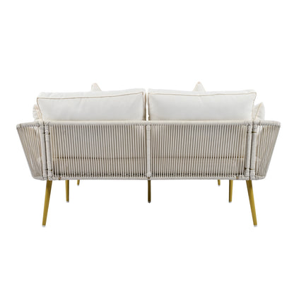 TOPMAX Outdoor Patio Daybed, Nylon Rope Backrest, Washable Cushions