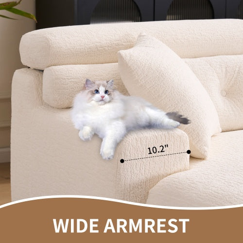 Viva Atelier Lyric White Chenille Compression Sofa with Chaise