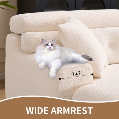 Viva Atelier Lyric White Chenille Compression Sofa with Chaise