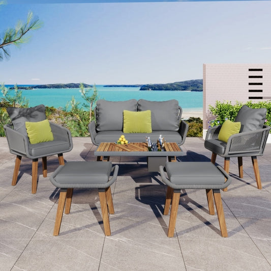 Viva Alfresco Living Collection: Capri Luxe 6-Piece Rope Patio Set