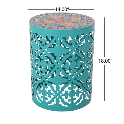 Viva Castana Collection: Viva Castana Teal Mosaic Side Table