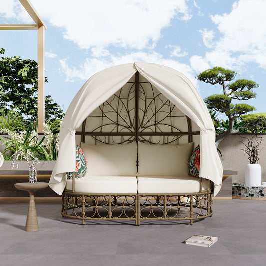 Viva Solara Floral-Pattern Wicker Daybed