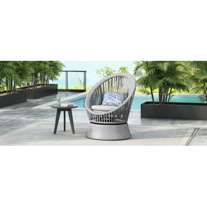 Modern Gray Wicker Lounge Chair | Stylish Rattan & Iron Frame for Indoor & Outdoor Relaxation