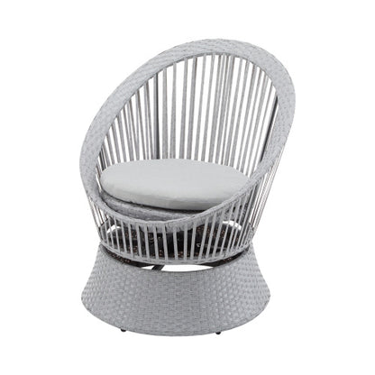 Modern Gray Wicker Lounge Chair | Stylish Rattan & Iron Frame for Indoor & Outdoor Relaxation