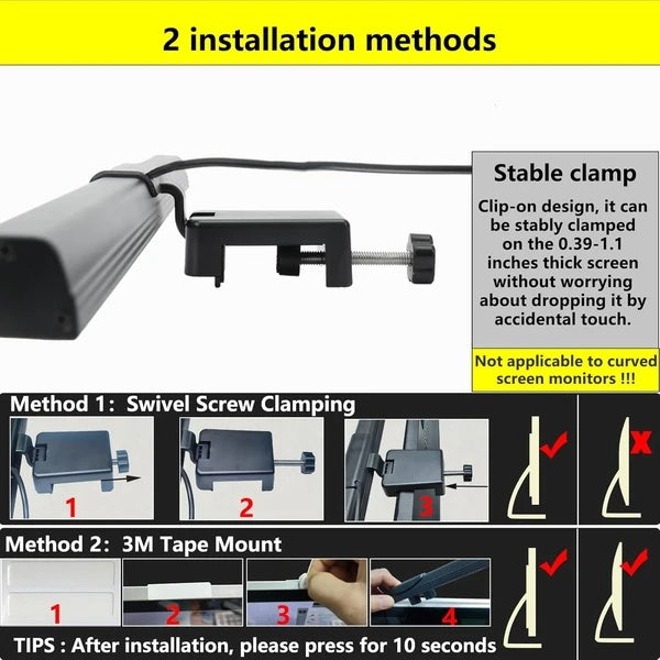 Ultra-Slim USB Powered Monitor Light Bar – 25 Lighting Modes | Eye-Caring Desk Lamp