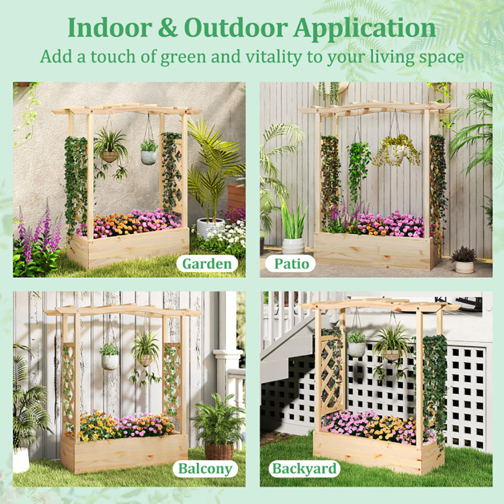 Viva Atelier Gaia Elevated Garden Planter with Trellis & Canopy