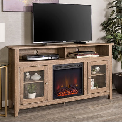 Viva Hearth Collection: Classic Glass Door Fireplace TV Stand
