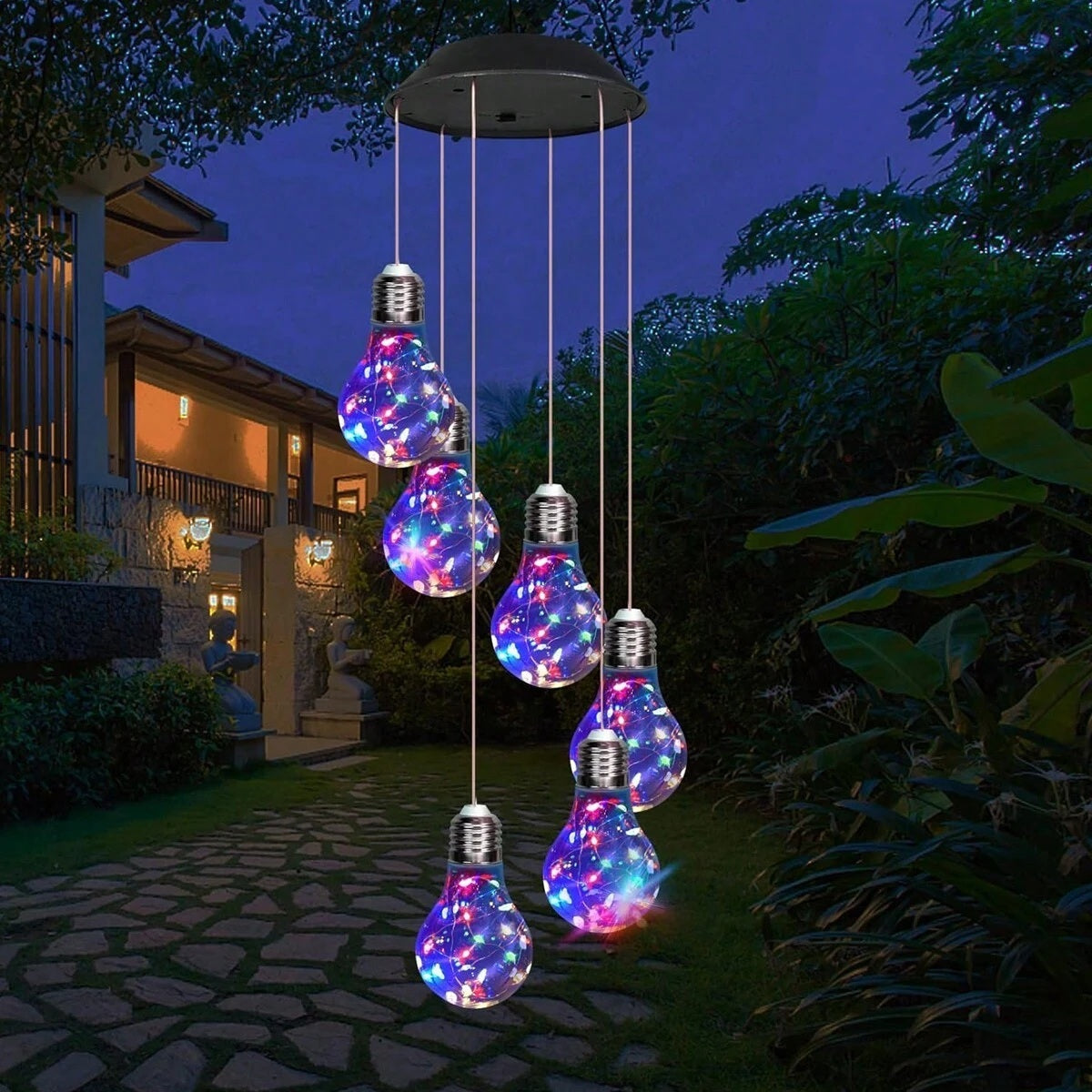Viva Elite Solar Light Bulb Wind Chime - Color-Changing Edison Mobile