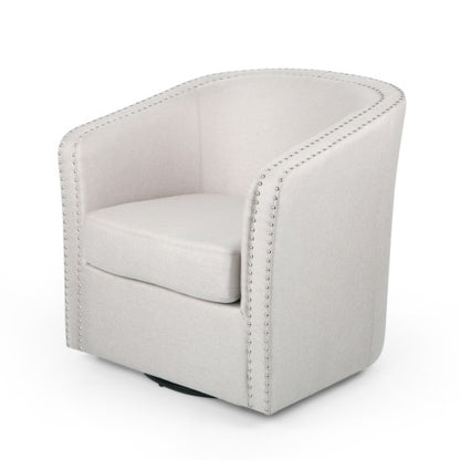 Wheat Linen-Upholstered Swivel Club Chair | Viva