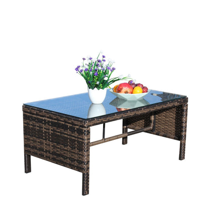 Outdoor Patio Coffee Table with Clear Tempered Glass - Elegant & Durable Design