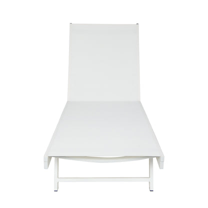 Salton White Adjustable Chaise Lounge, Metal & Mesh | Viva