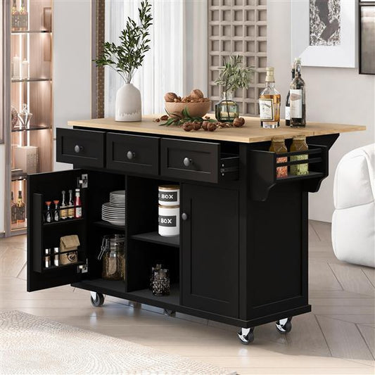 Viva Atelier Marais Flip-Top Rubberwood Kitchen Cart