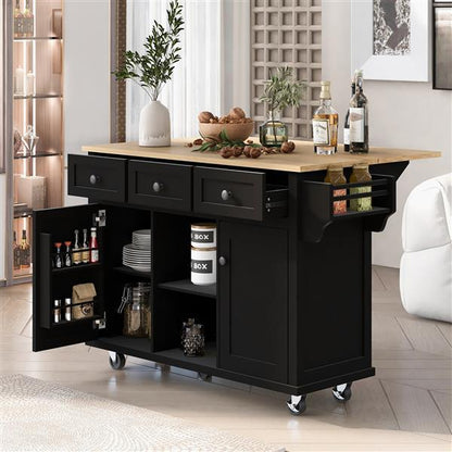 Viva Atelier Marais Flip-Top Rubberwood Kitchen Cart