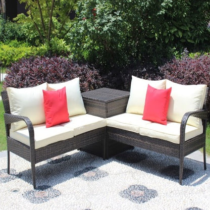 Brown 3-Piece Patio Sectional with Storage | Viva Capri