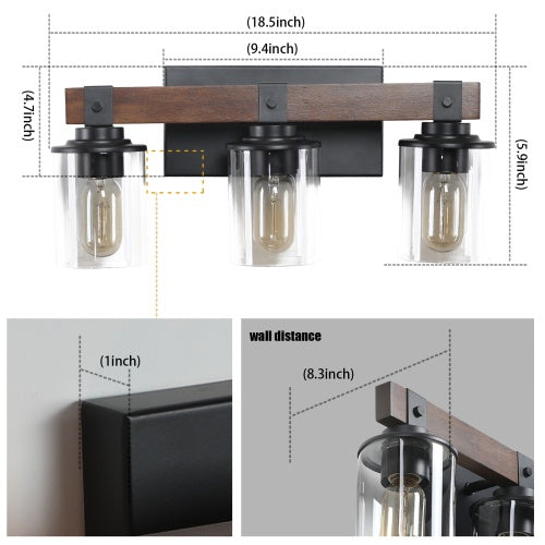 Vintage 3-Lamp Farmhouse Bathroom Wall Sconce – Rustic Charm for Your Home