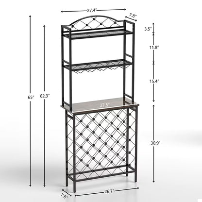 Tall Wine Holder Stand With Wine Glass Holder