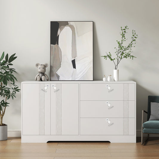 Sideboard Buffet Cabinet With Storage, Modern Kitchen Buffet Storage Cabinet With Drawer And Doors, Large Coffee Bar With Adjustable Shelves For Kitchen