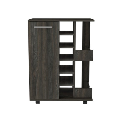 Brown Espresso-Finish Bar Cart with 6-Bottle Rack | Viva