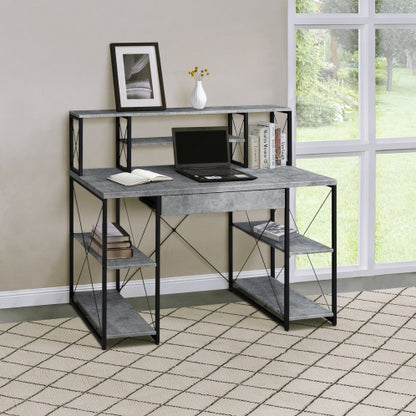 Office Desk with Shelving & Hutch – 3 Finishes | Viva Noir Éclat