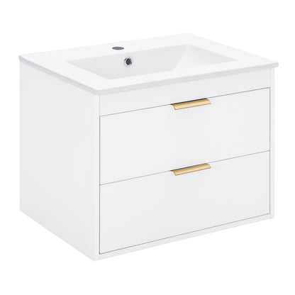 24" Floating Bathroom Vanity with White Sink & Soft-Close Doors – Elevate Your Modern Bathroom