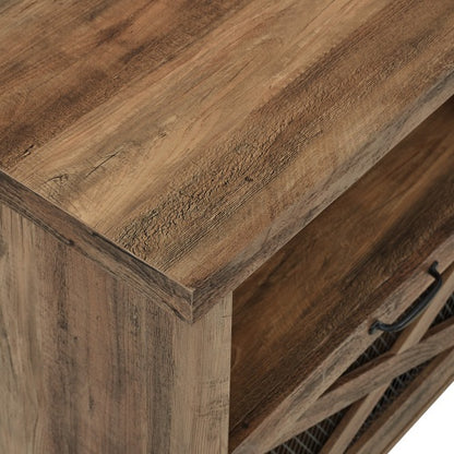Viva Atelier Rustic Oak Industrial Farmhouse TV & Fireplace Stand