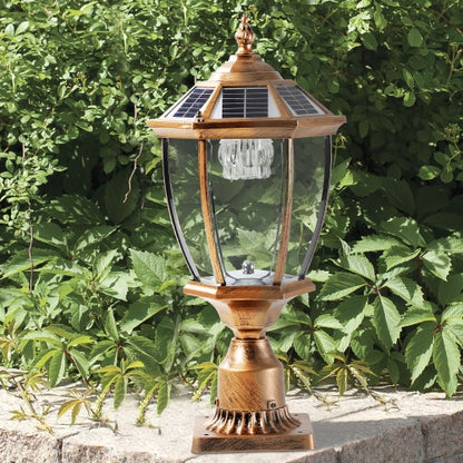 Vintage Gold Solar Pillar Light with Dimming | Viva Garden