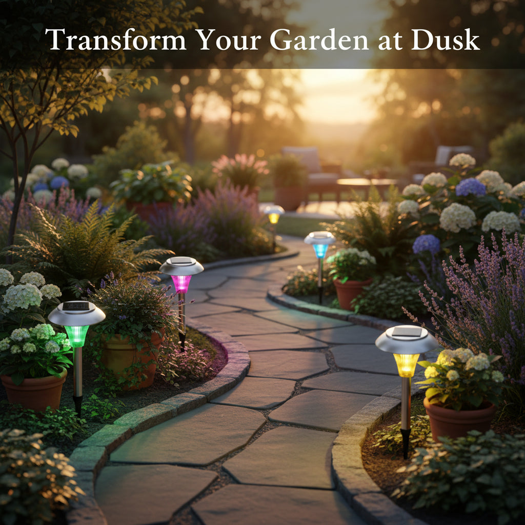 Viva Elite Solar Pathway Lights 4-Pack - Color-Changing Garden Illumination