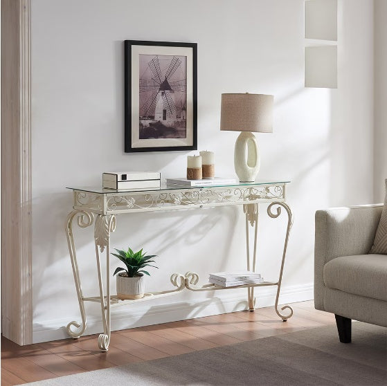 Modern Tempered Glass Metal Frame Table – Elegant & Durable Design