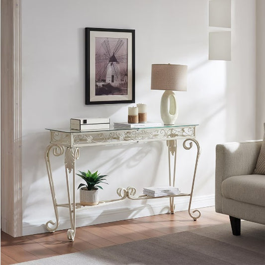 Modern Tempered Glass Metal Frame Table – Elegant & Durable Design