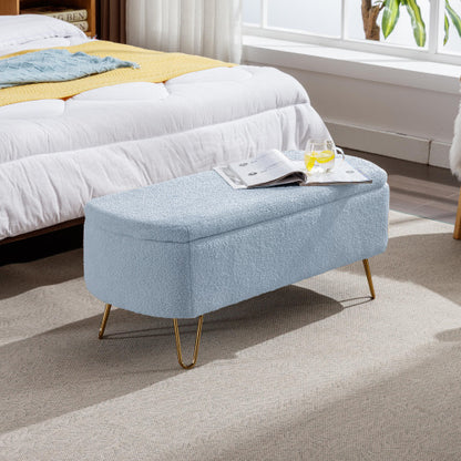 Elegant Blue Bedside Storage Footstool – Smart & Stylish Home Organization