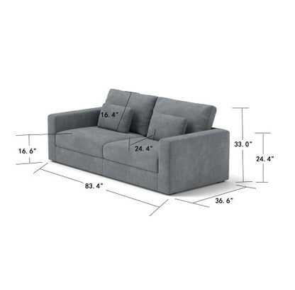 83-in Gray-Teal 3-Seater Sofa | Viva