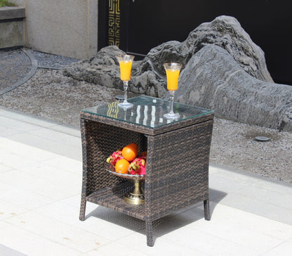 Outdoor Patio Coffee Table with Clear Tempered Glass - Elegant & Weather-Resistant