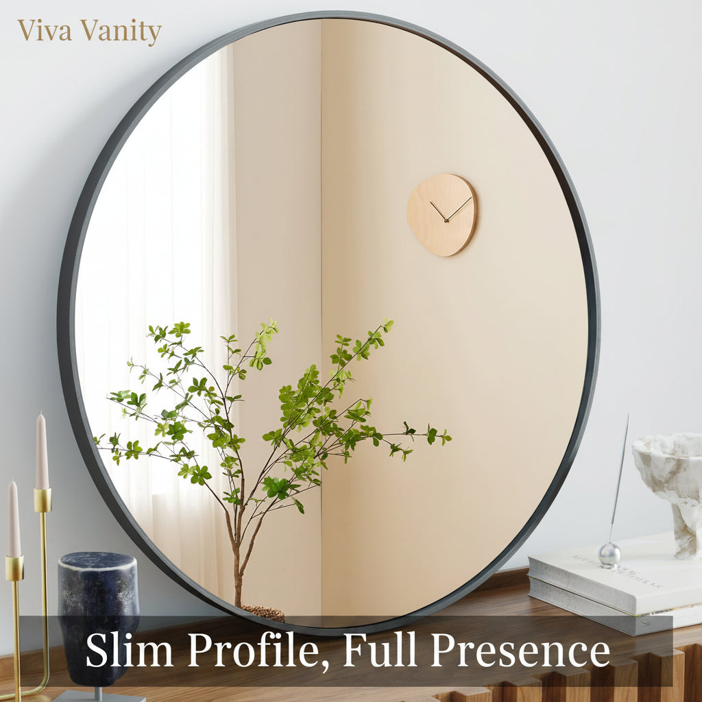 round wall mirror black & gold 20 24 & 30 room brightening decor